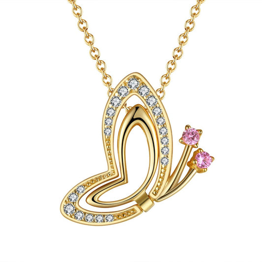 18inches / SN293-14K Minimalist  Jewelry - 14K Gold Plated Butterfly Pendant