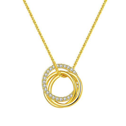 18inches / SSN175-G Circle  925 Sterling Silver Necklace - 18K Gold Jewelry