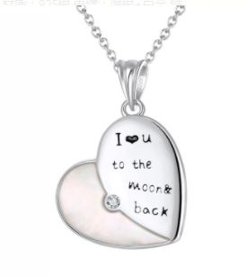 18inches / SSN289-P Engraved Heart Pendants - 925 Sterling Silver Gold Necklaces