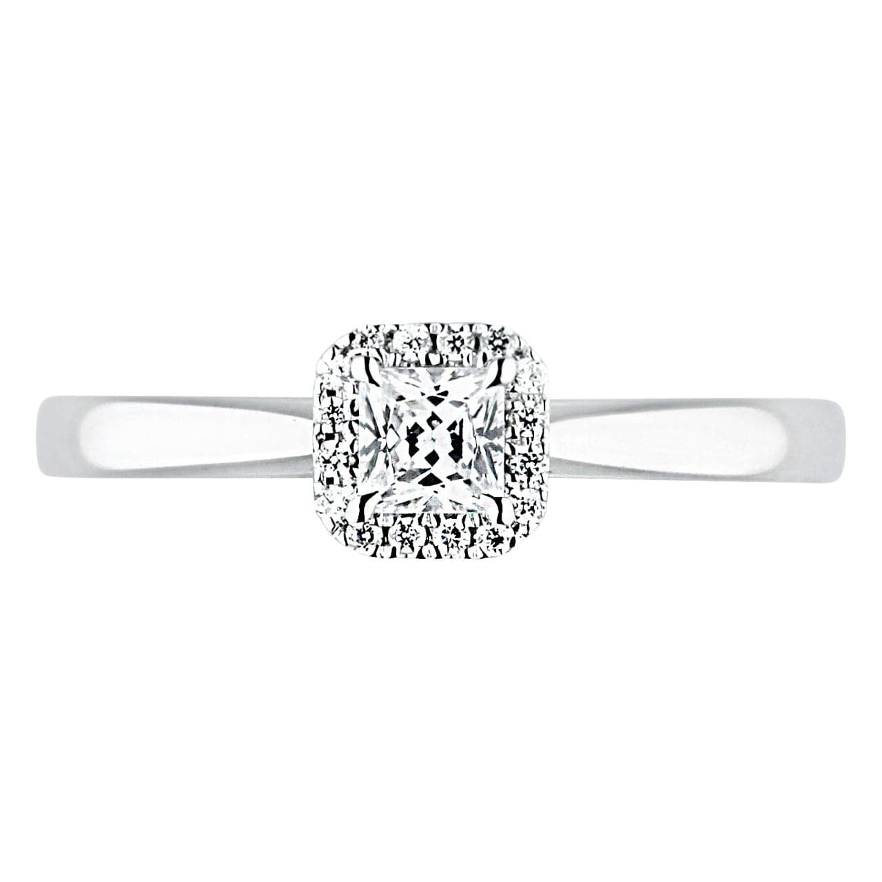 18K 750 White Gold Diamond Halo Mounting Ring For Girlfriend