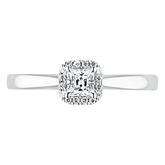 750 Witgoud - 18K Diamant Halo Montage Ring