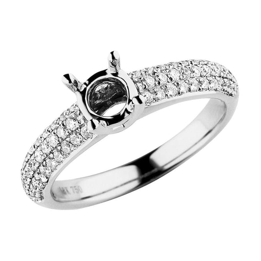 18K 750 White Gold Genuine Diamond Mounting Ring