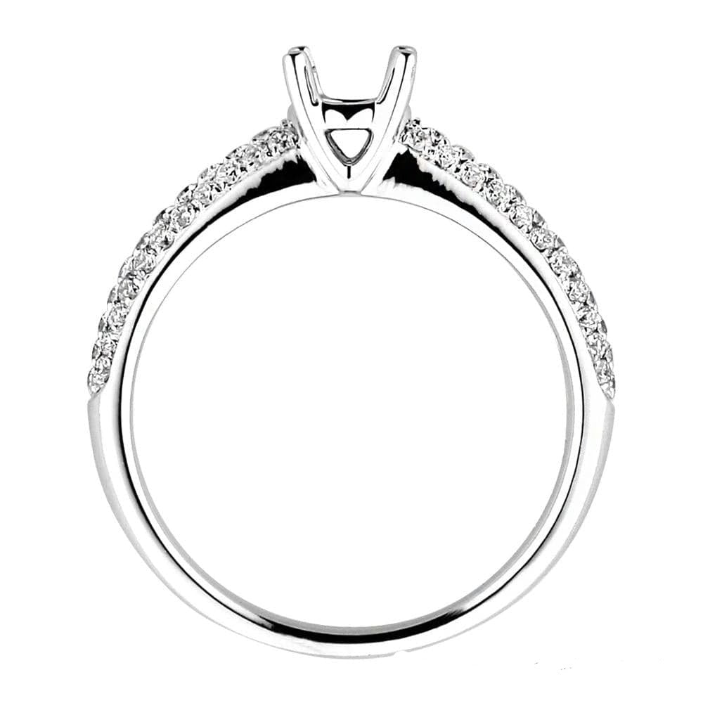 18K 750 White Gold Genuine Diamond Mounting Ring
