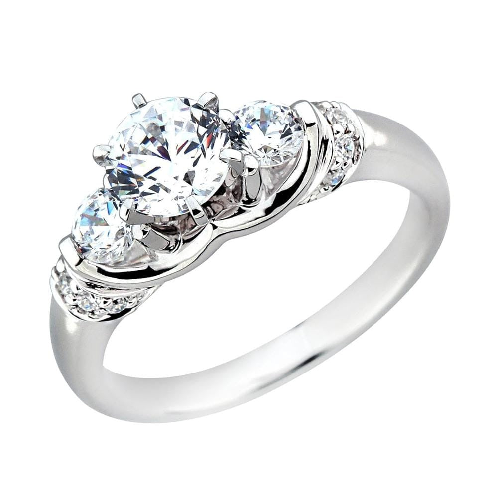 18K Gold Diamond Three Stone Mounting Rings For Women