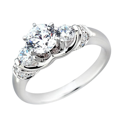 18K Gold Diamond Three Stone Mounting Rings For Women