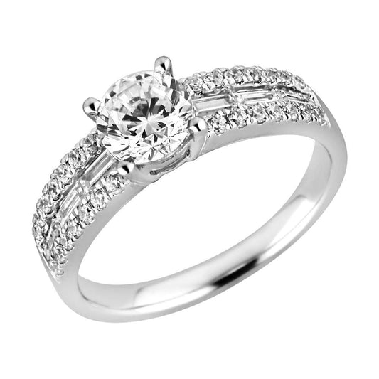 18K Gold Natural Diamond Engagement Ring Mount For Girlfriend