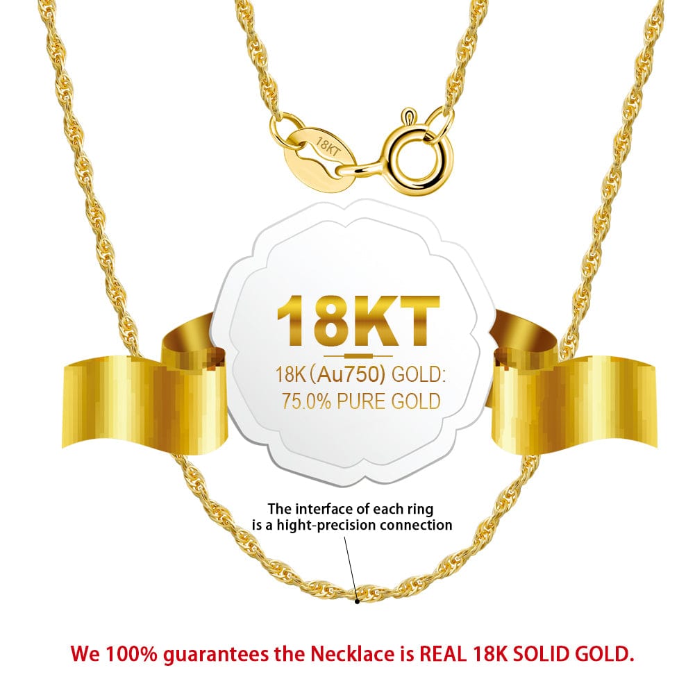 18K Gold Necklace -1.5mm Twisted Link Chain Diamond Cut Choker