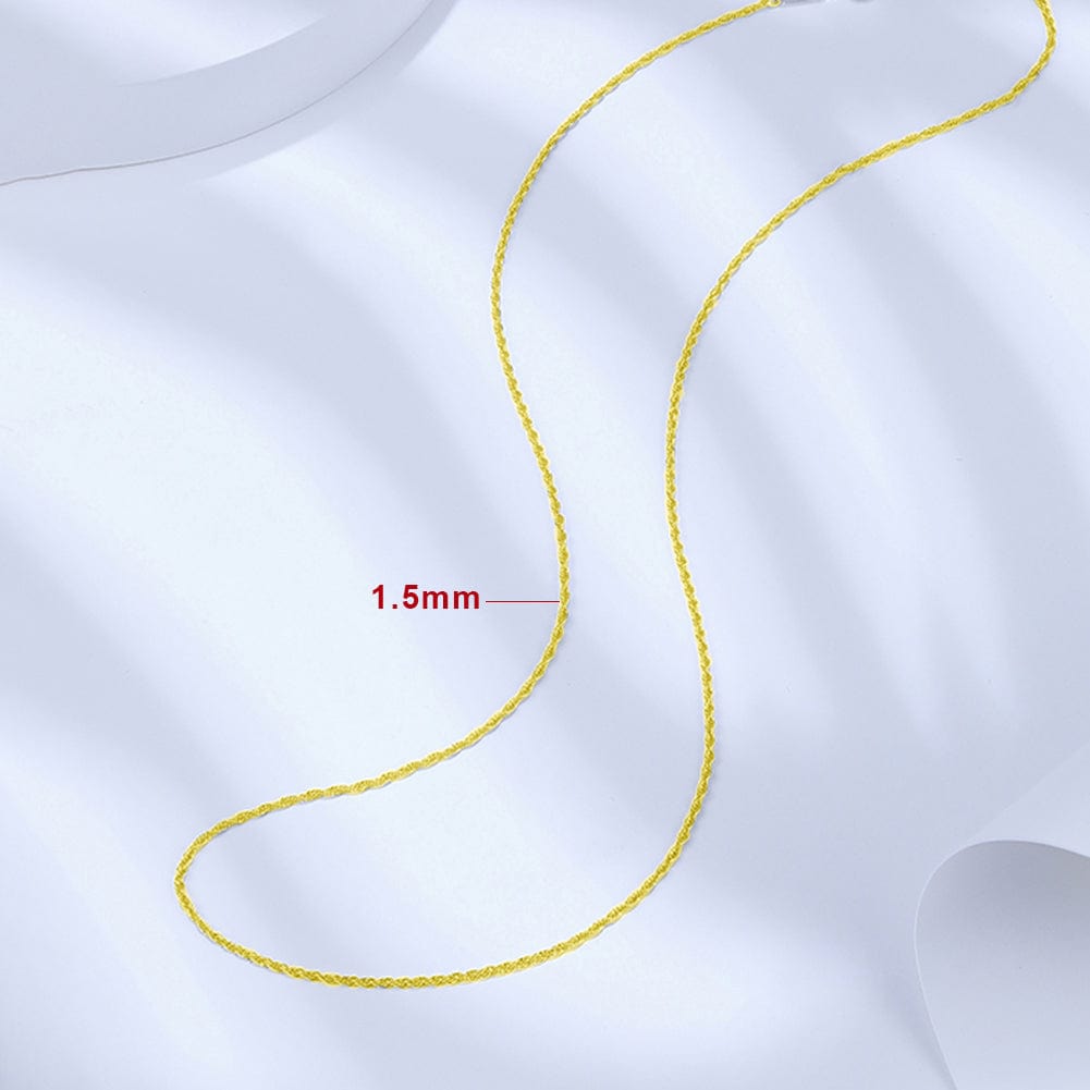 18K Gold Necklace -1.5mm Twisted Link Chain Diamond Cut Choker