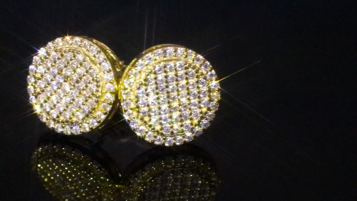 18K Gold Plated Iced Out Stud Earrings - VVS Moissanite Diamond