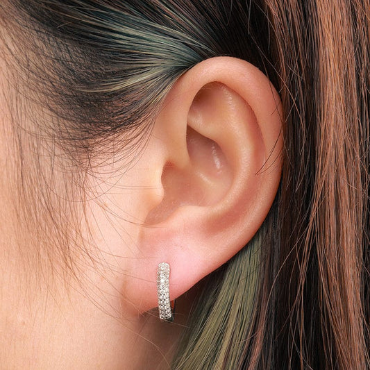 18K Gold Plated Small Hoop Earrings - Iced Out Hiphop Jewelry, VVS Moissanite Diamond Earring