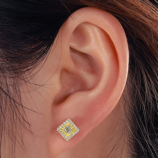 18K Gold Plated Stud Earrings - 925 Sterling Silver, VVS Moissanite Diamond Jewlery