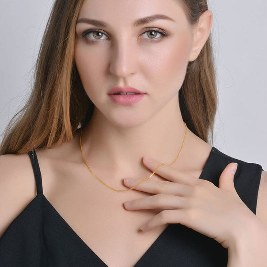 18K Pure Solid Gold Necklace-  Latest  0.85mm Diamond Cut Chain