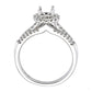 18K Real White Gold Genuine Diamond Halo Semi-Mount Ring For Lady
