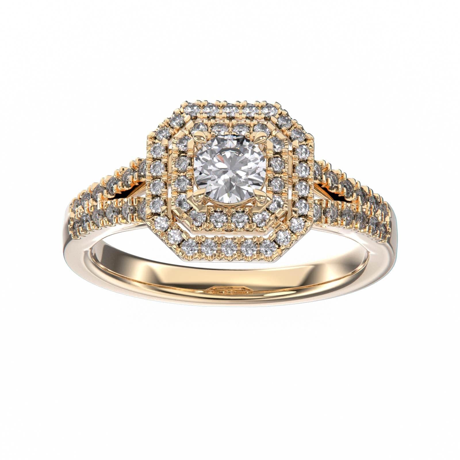 18K Rose Gold Wedding Double Halo Diamond Ring Mount for women
