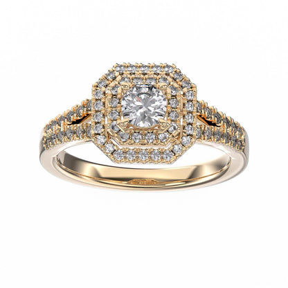 18K Rose Gold Wedding Double Halo Diamond Ring Mount for women