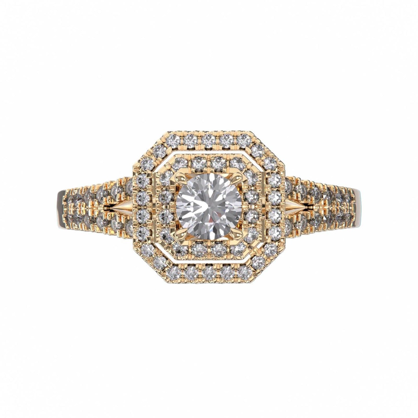 18K Rose Gold Wedding Double Halo Diamond Ring Mount for women
