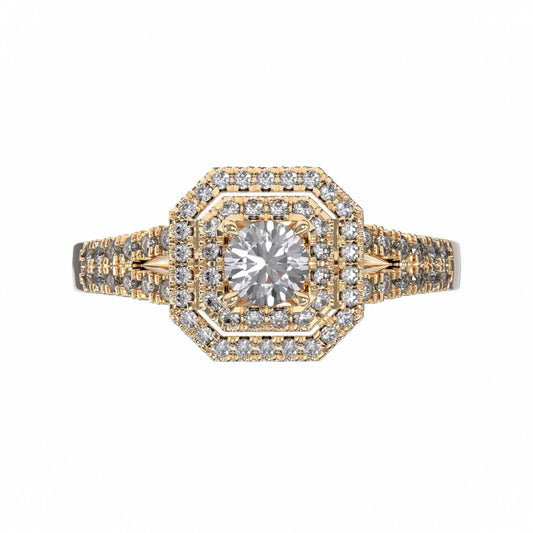 18K Rose Gold Wedding Double Diamond Ring for women