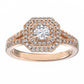 18K Rose Gold Wedding Double Halo Diamond Ring Mount for women