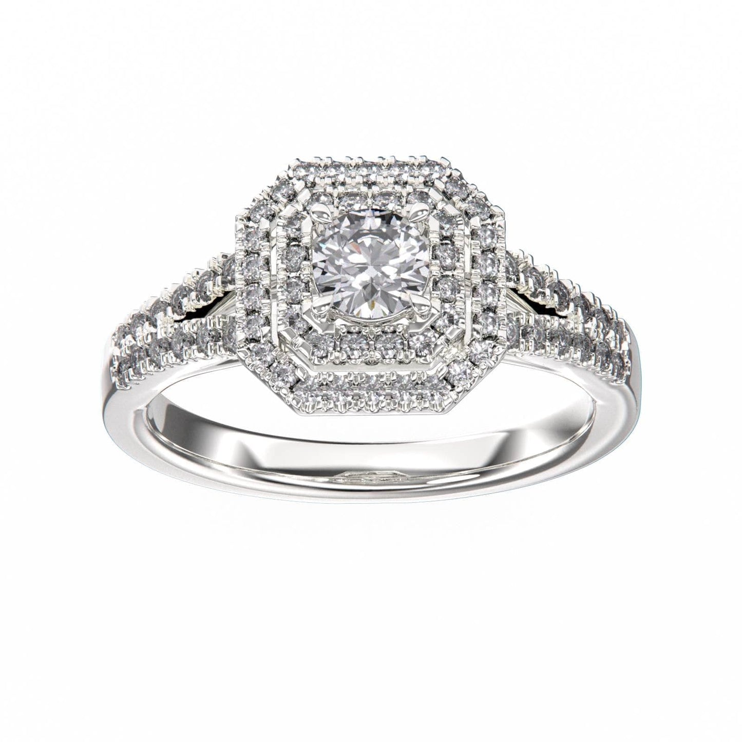 18K Rose Gold Wedding Double Halo Diamond Ring Mount for women