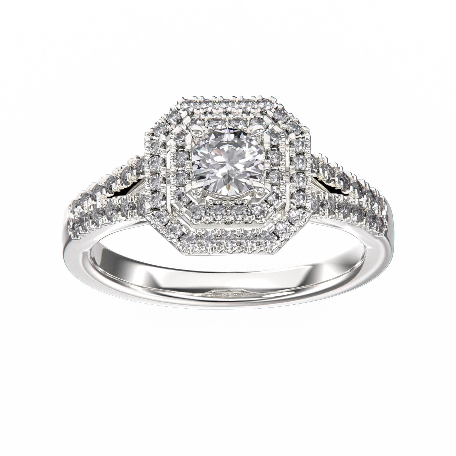 18K Rose Gold Wedding Double Halo Diamond Ring Mount for women