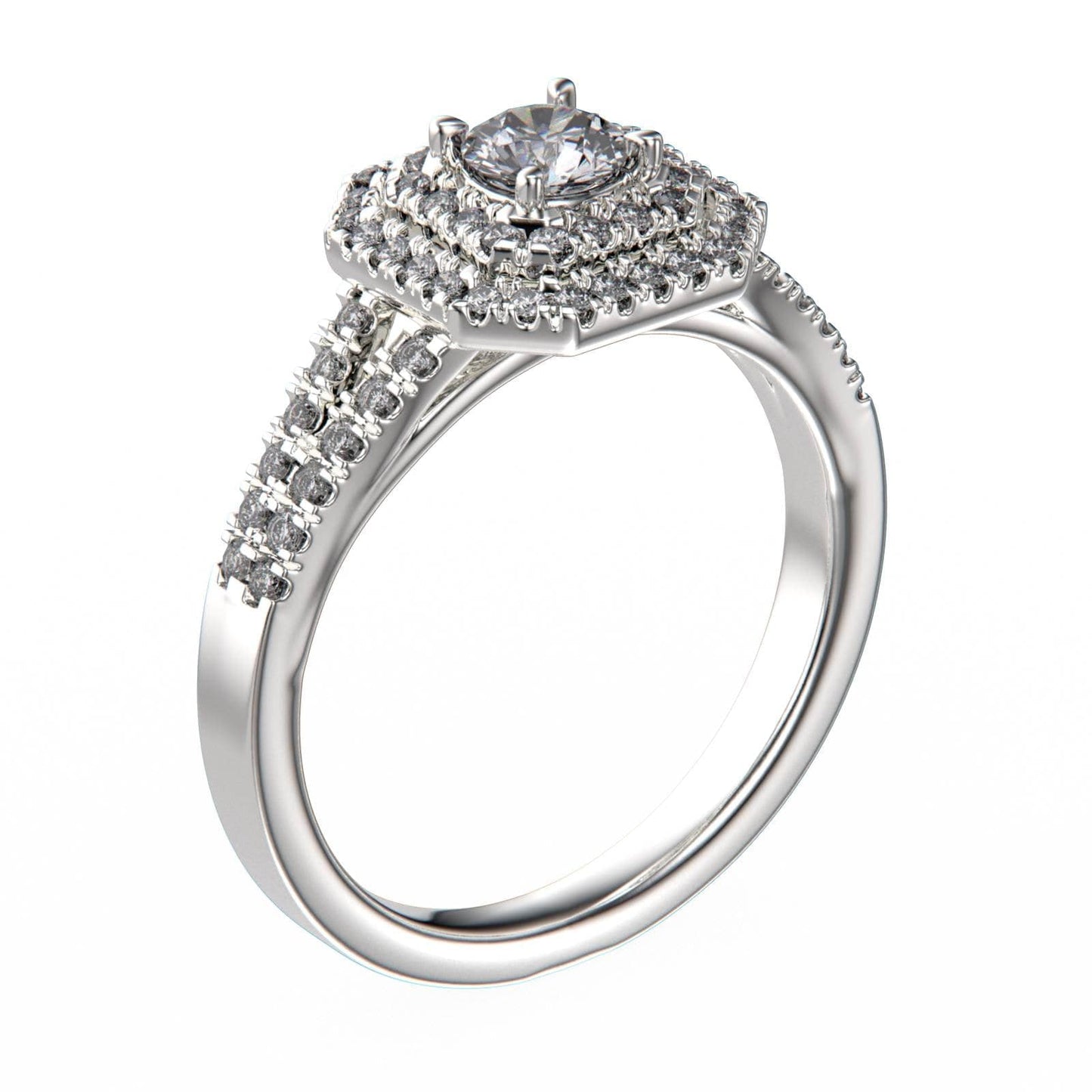 18K Rose Gold Wedding Double Halo Diamond Ring Mount for women