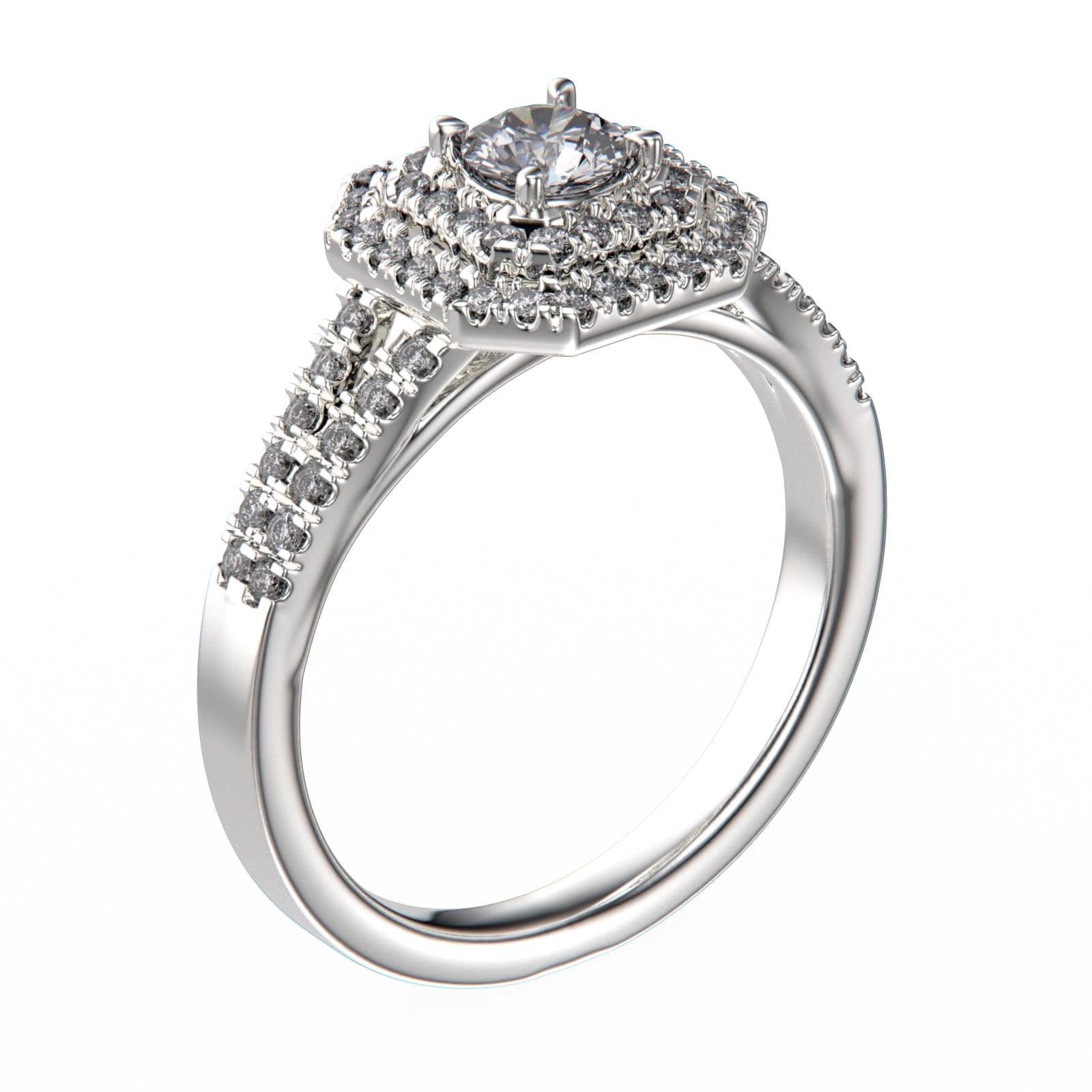 18K Rose Gold Wedding Double Halo Diamond Ring Mount for women