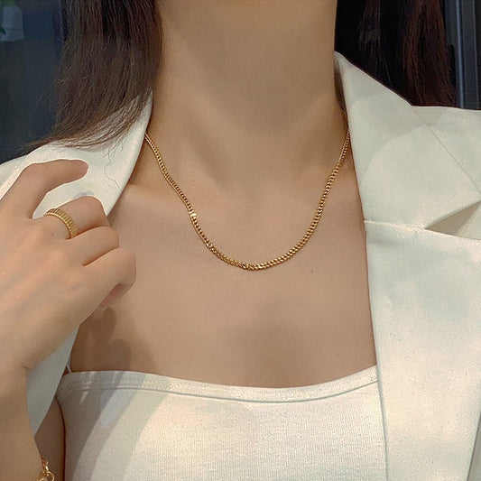 Latest 18K  Pure Soild Gold - 2.2mm Cut  Choker Necklace