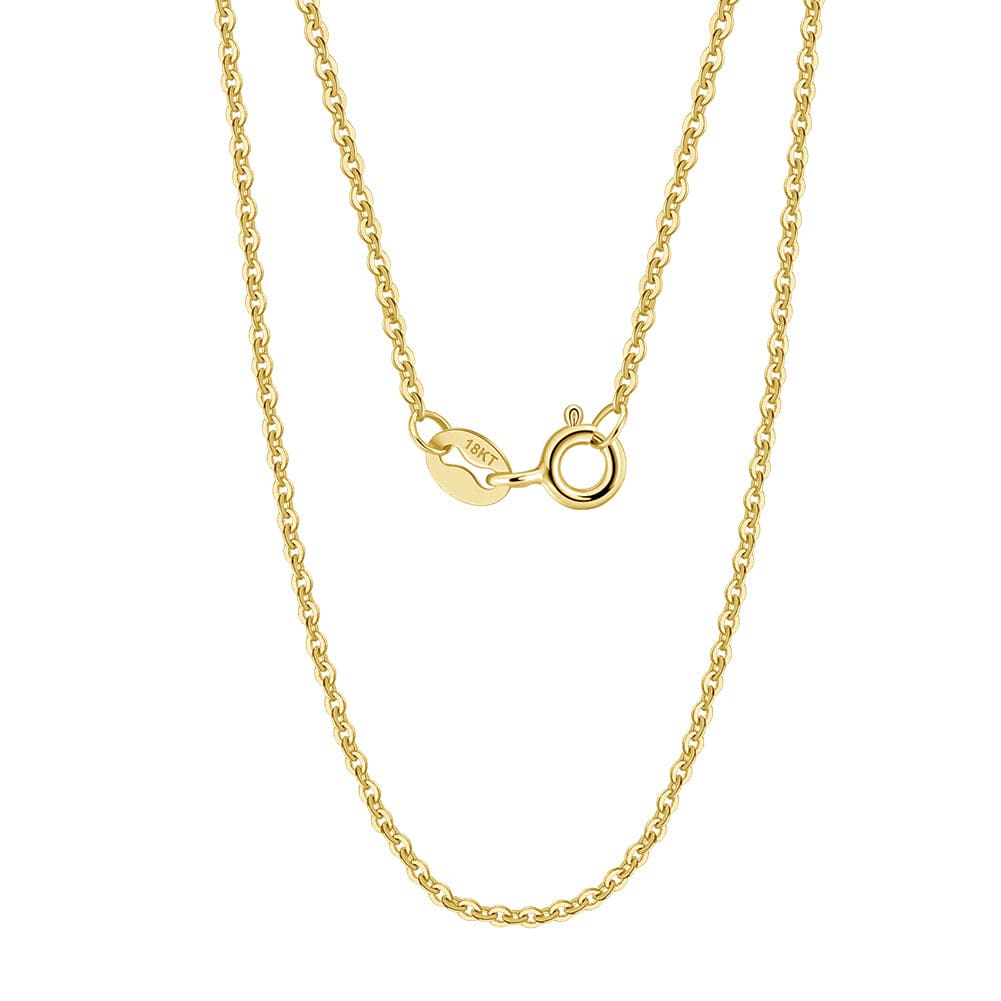 18K Solid  Real Gold Jewelries 1.2mm Diamond Cut Cable Link Chain