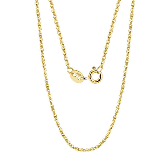 18K Solid  Real Gold Jewelries 1.2mm Diamond Cut Cable Link Chain