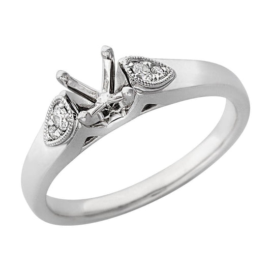 18K White Gold 3-Stone Diamond Semi Mount Ring