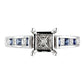 18K White Gold Blue Sapphire Diamond Square Mounting Ring