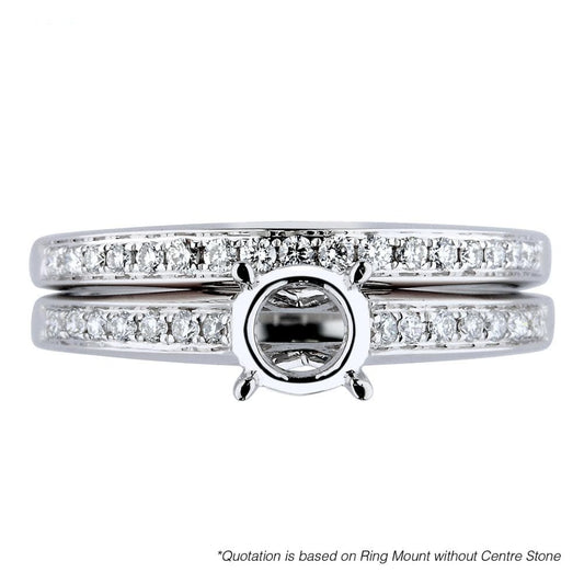 18K witgouden bruidsring met diamant en semi-montuur