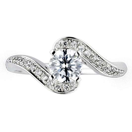 18K White Gold Diamond Contour semi mount Ring