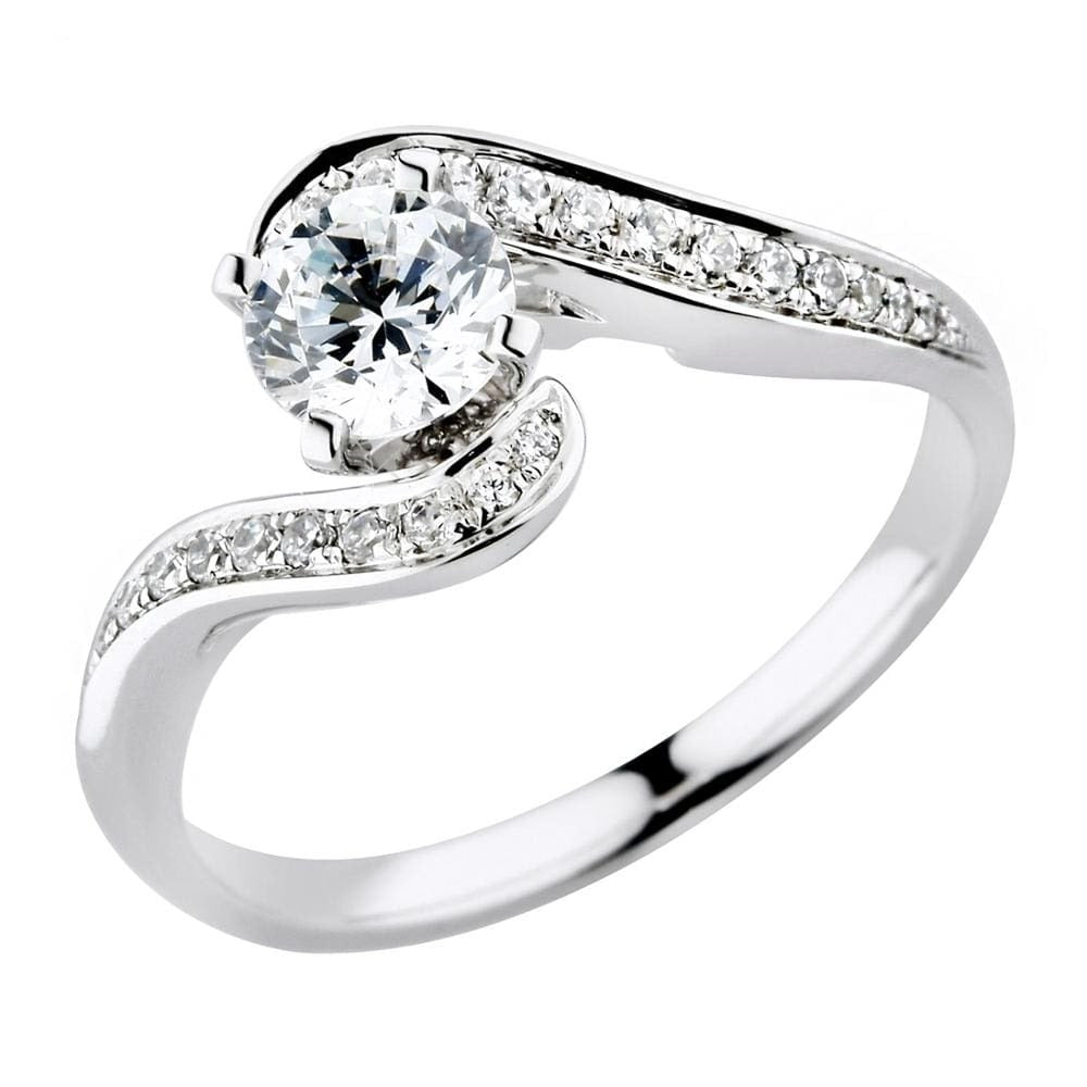 18K White Gold Diamond Contour semi mount Ring