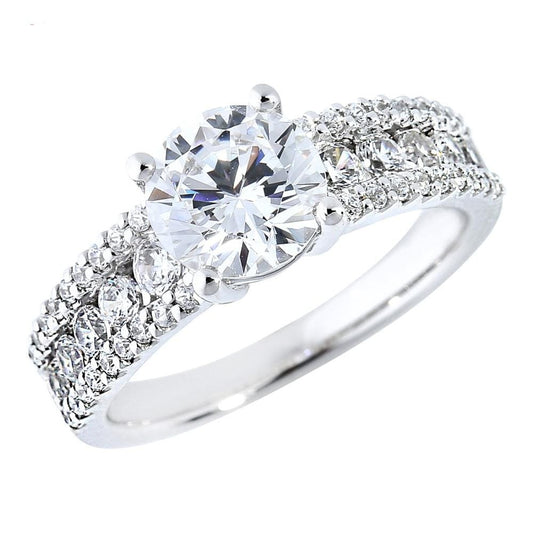 18K White Gold Diamond Engagement Mounting Rings For Lady