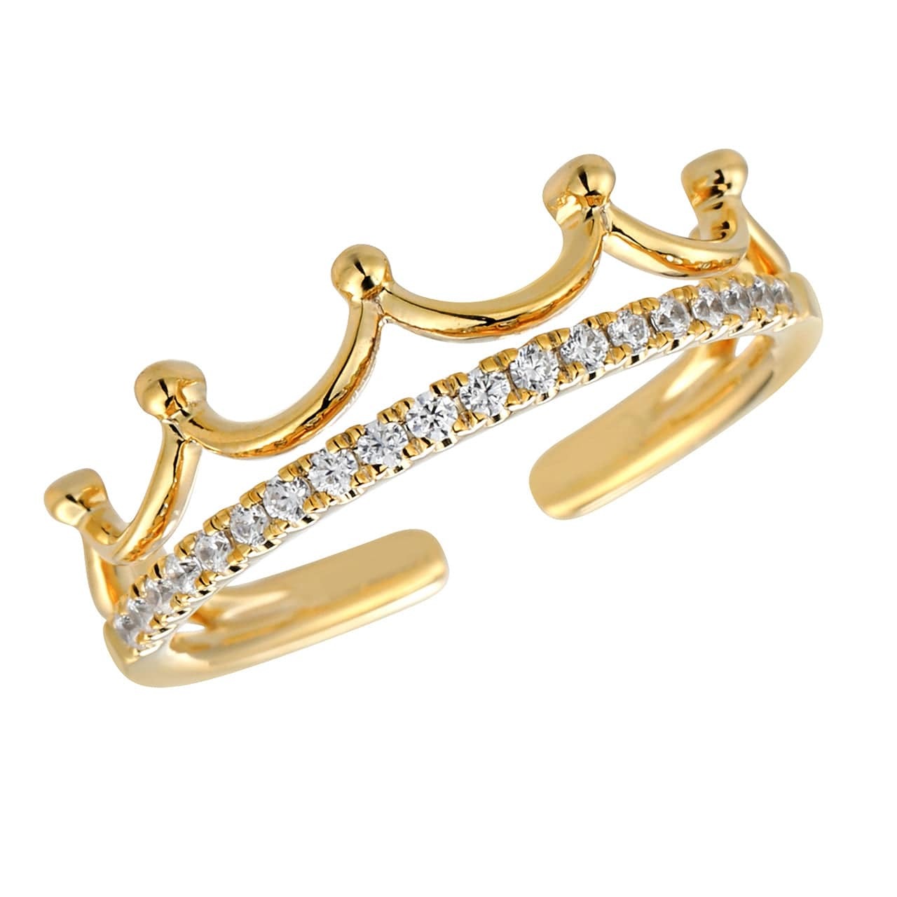 18K Yellow Durable gold Diamond designed Crown Fashion Rings For Women