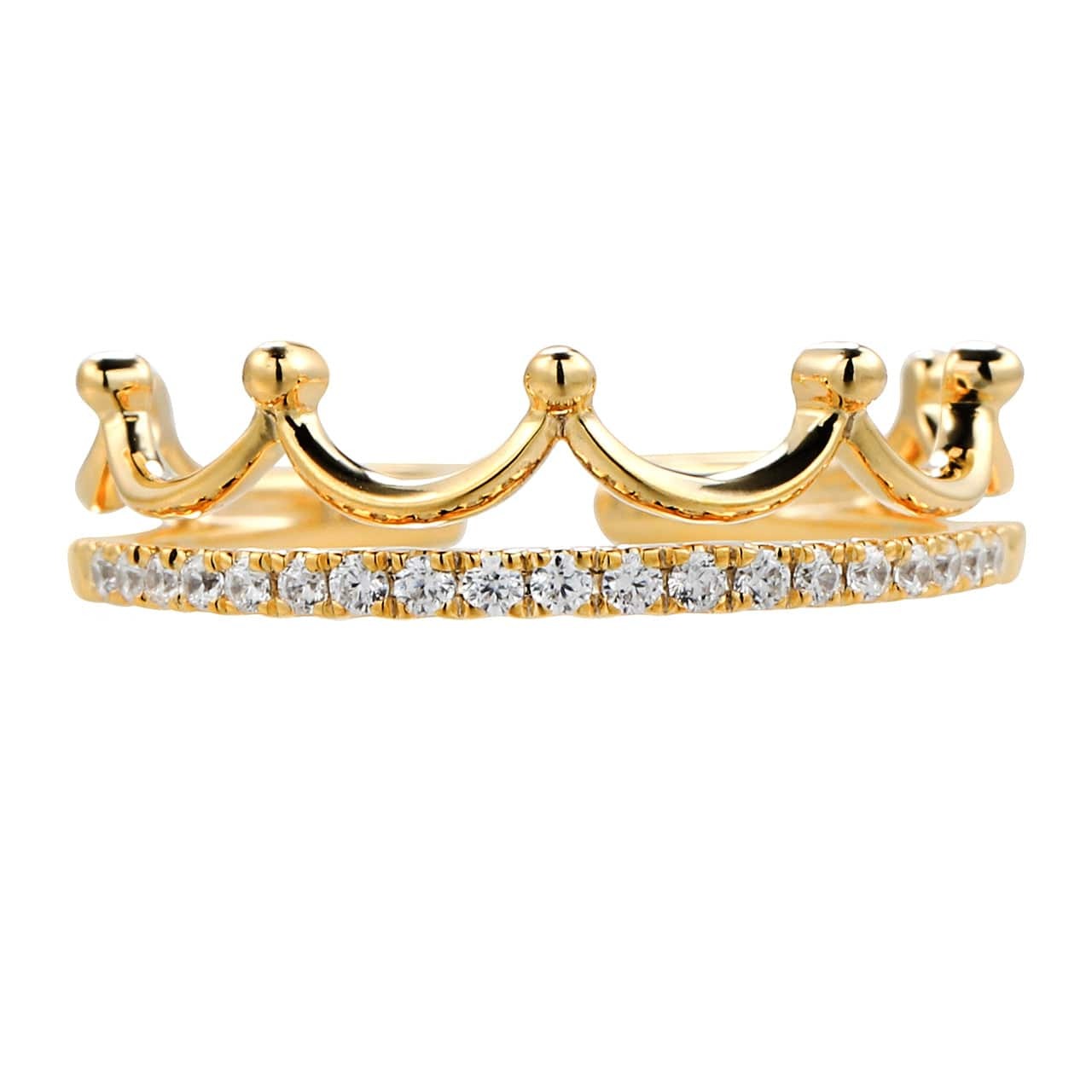 18K Yellow Durable gold Diamond designed Crown Fashion Rings For Women