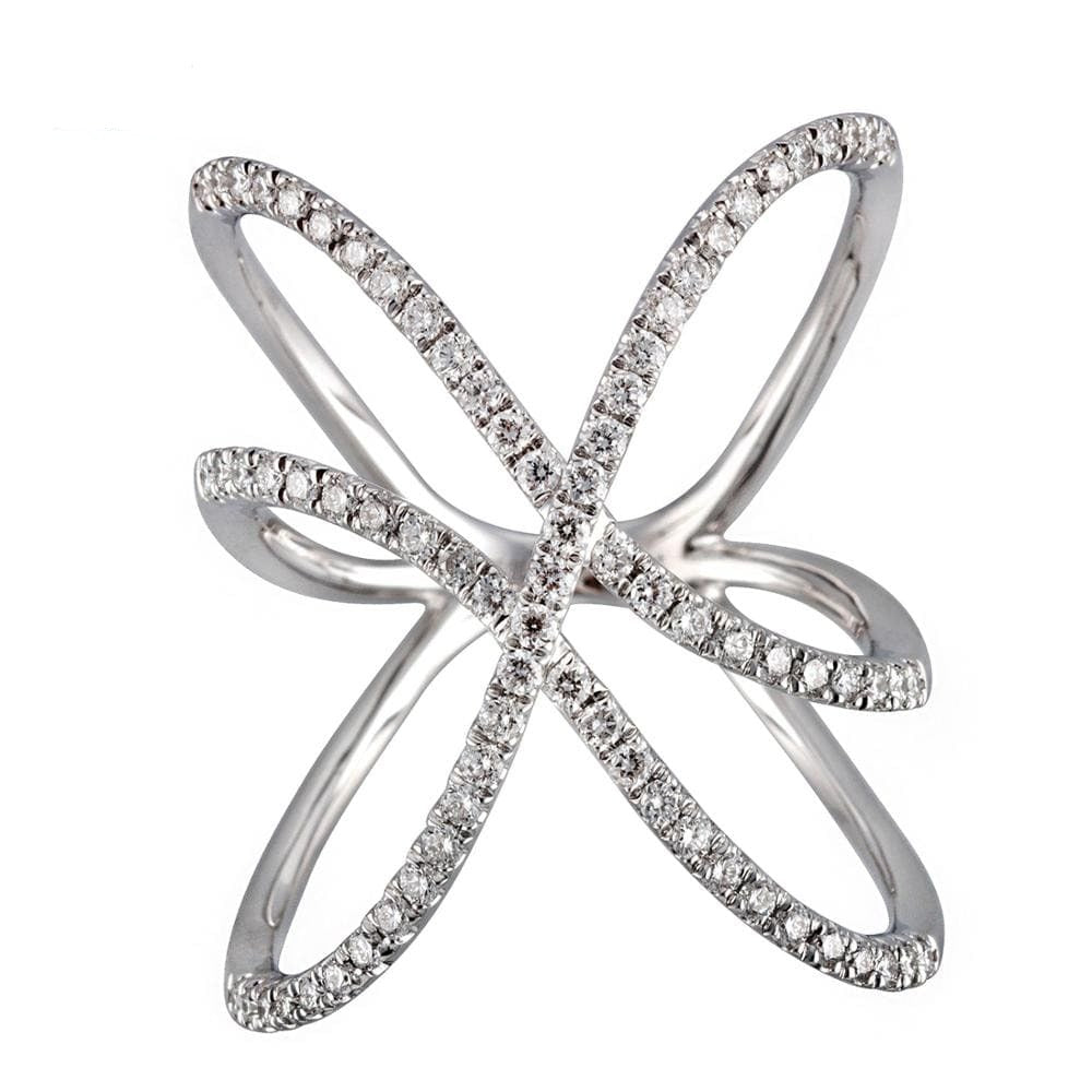 2020 New Elegant Anniversary 18K White Yellow  Rose Gold Diamond Cross Ring For Girlfriend