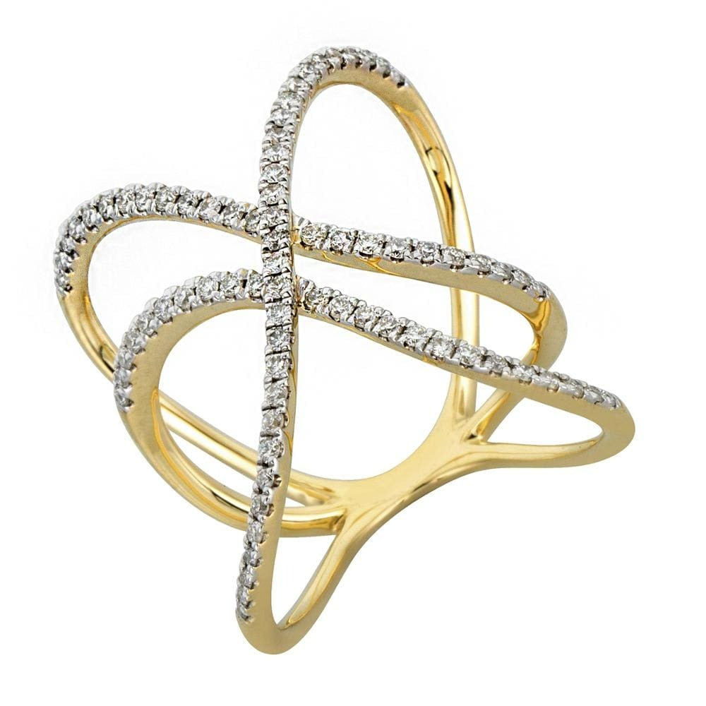 2020 New Elegant Anniversary 18K White Yellow  Rose Gold Diamond Cross Ring For Girlfriend