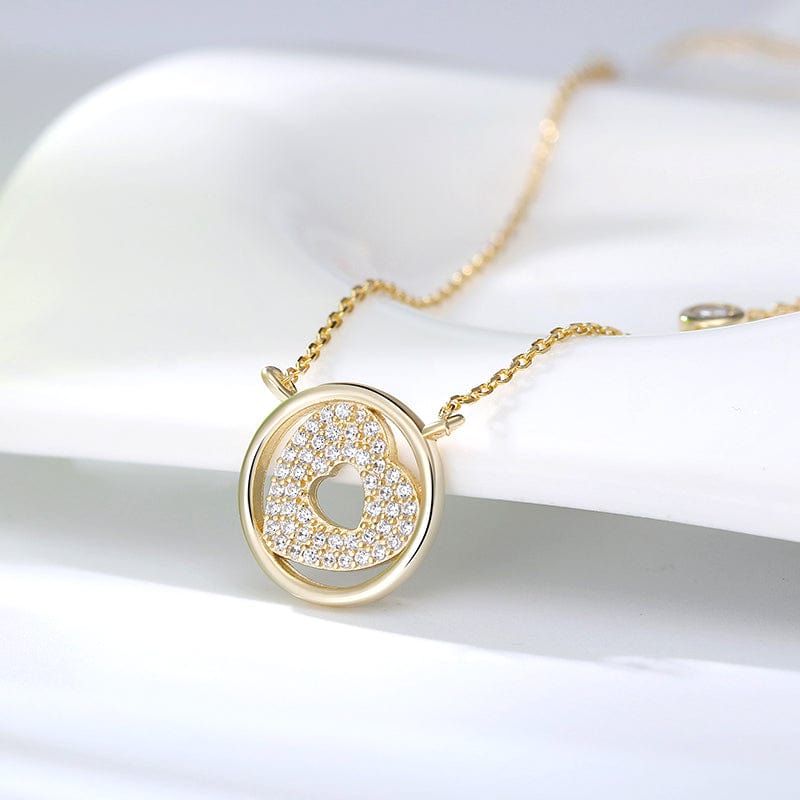 20inches / Gold Real Luxury 925 Sterling Silver Jewelry - Heart Pendant Gold Plated Necklace