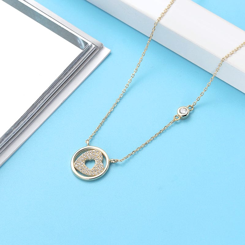 20inches / Gold Real Luxury 925 Sterling Silver Jewelry - Heart Pendant Gold Plated Necklace