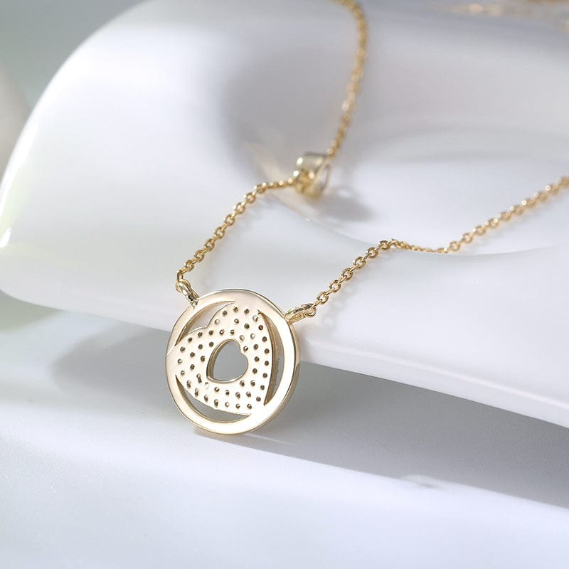 20inches / Gold Real Luxury 925 Sterling Silver Jewelry - Heart Pendant Gold Plated Necklace