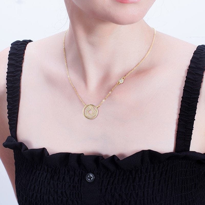 20inches / Gold Real Luxury 925 Sterling Silver Jewelry - Heart Pendant Gold Plated Necklace