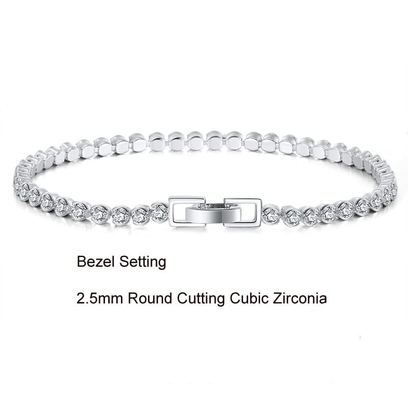 36+5cm (14+2inches) / SB115 Hip Hop Diamond Tennis Chain -Silver Iced Plated Choker