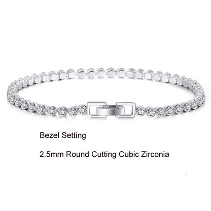 36+5cm (14+2inches) / SB115 Hip Hop Diamond Tennis Chain -Silver Iced Plated Choker