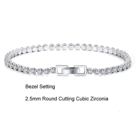 36+5cm (14+2inches) / SB115 Hip Hop Diamond Tennis Chain -Silver Iced Plated Choker