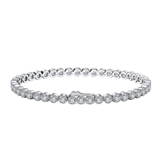 6.5inch(16.5cm) / SB133 3mmCZ 925 Sterling Silver - 3mm Bezel Setting Cubic Zirconia Tennis Bracelet