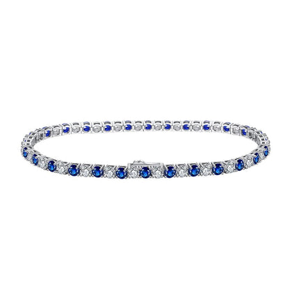 6.5inch(16.5cm) / SB137 3mmCZ SB137 RINNTIN Clear&Sapphire Cubic Zirconia Bracelet for Women Girl Fashional 925 Sterling Silver 3mm CZ Bracelet