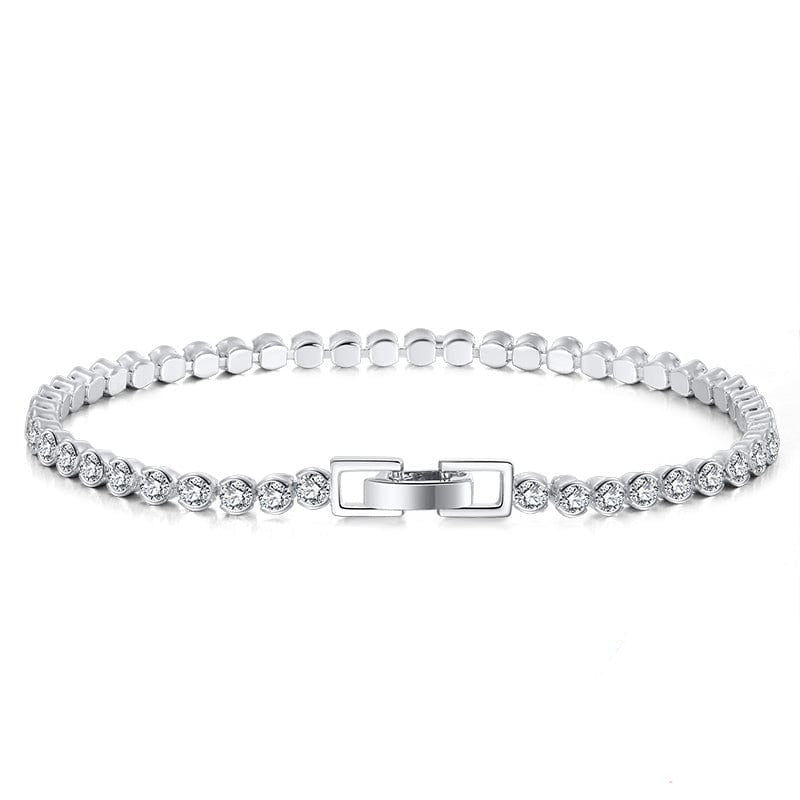 6.5inches / SB116 925 Sterling Silver Chain -  Cubic Zirconia 3.0mm Bezel  Classic Tennis Bracelet