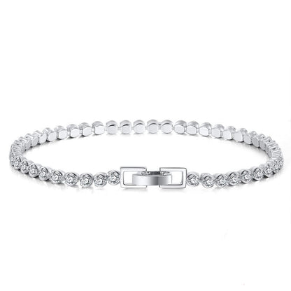 6.5inches / SB116 925 Sterling Silver Chain -  Cubic Zirconia 3.0mm Bezel  Classic Tennis Bracelet